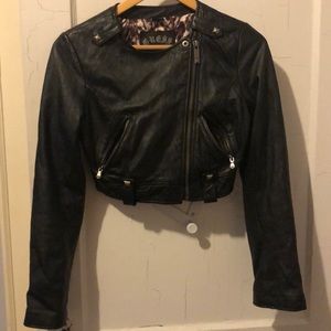 Vintage 100% Leather Guess Crop Jacket